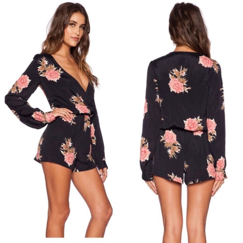 Blue Life Long Sleeve Floral Print Romper Size XS